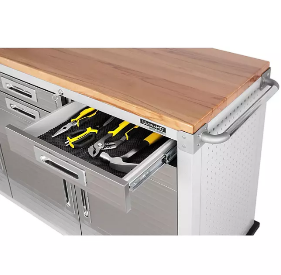 Seville Classics® UltraHD® 6-Drawer Rolling Workbench, 65.25" W x 20" D x 37.5" H