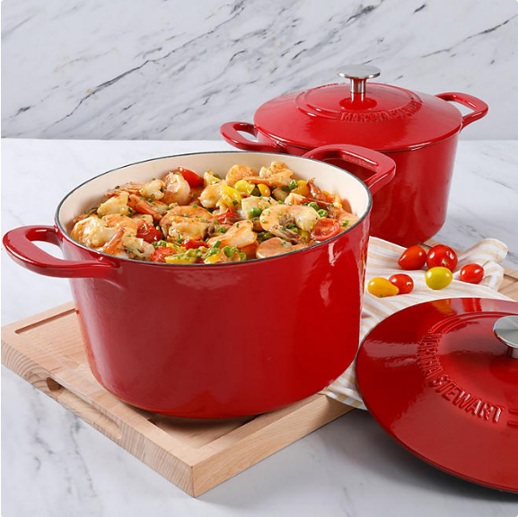 Martha Stewart 4-Quart and 7-Quart Enamel on Cast Iron Dutch Ovens, 2 Pack (Assorted Colors)