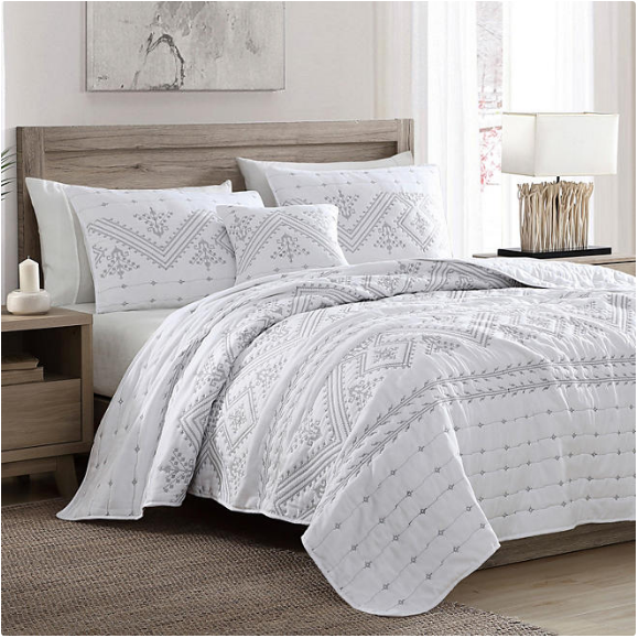 Brielle Home Cross Stitch Quilt Set (Various Sizes and Colors)