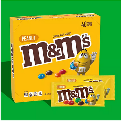 M&M'S Peanut Milk Chocolates Full Size Chocolate Candy Bulk Candy (1.74 oz., 48 ct.)