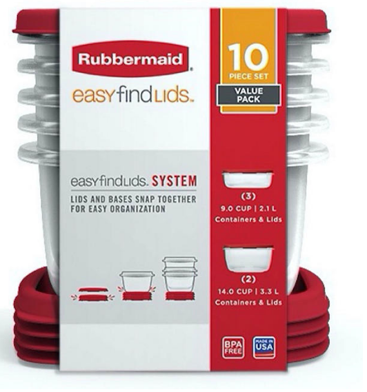 Rubbermaid Easy Find Lids Food Storage Containers, 10-Piece Set