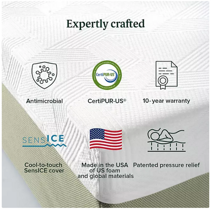 ZINUS Night Therapy 12” Cooling Memory Foam Mattress Set with Antimicrobial Cover - Available in Twin, Full, Queen, King