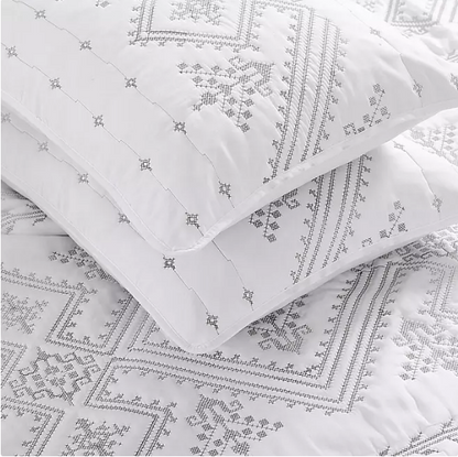 Brielle Home Cross Stitch Quilt Set (Various Sizes and Colors)