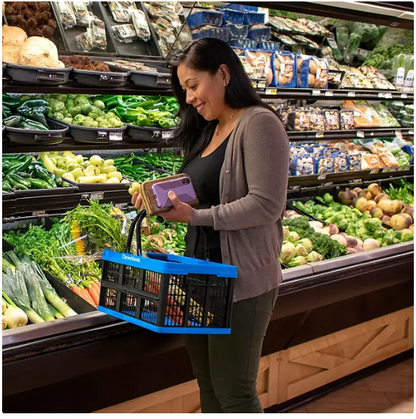 CleverMade 16L Collapsible Shopping Basket, Neptune Blue - 3 pk.