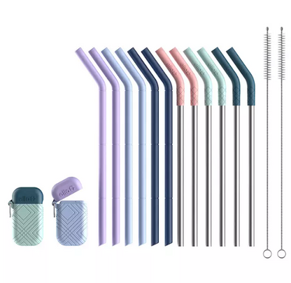 Ello 16-Piece Reusable Straw Set with Cleaning Brush