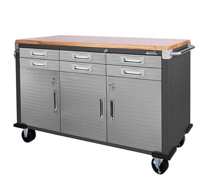 Seville Classics® UltraHD® 6-Drawer Rolling Workbench, 65.25" W x 20" D x 37.5" H