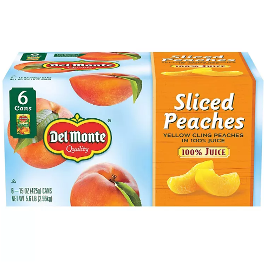 Del Monte Sliced Peaches in 100% Juice (15 oz., 6 pk.)