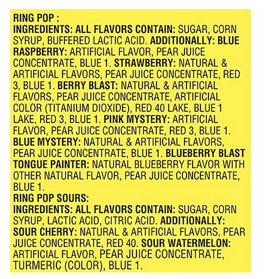 Ring Pop Assorted Flavors Lollipops Candy Tub Bulk Variety Pack (0.5 oz., 44 ct.)