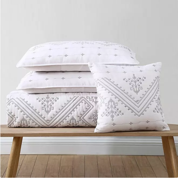 Brielle Home Cross Stitch Quilt Set (Various Sizes and Colors)