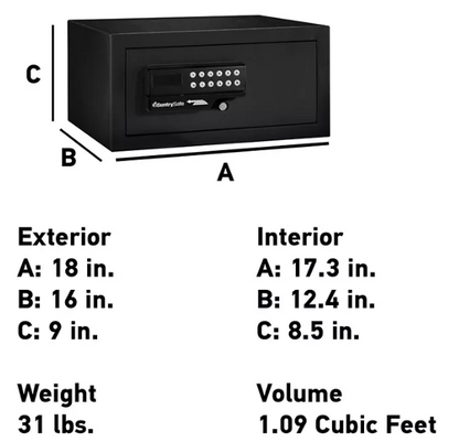 SentrySafe HL100ES Security Safe with Digital Keypad and Card Swipe 1.09 Cubic Feet