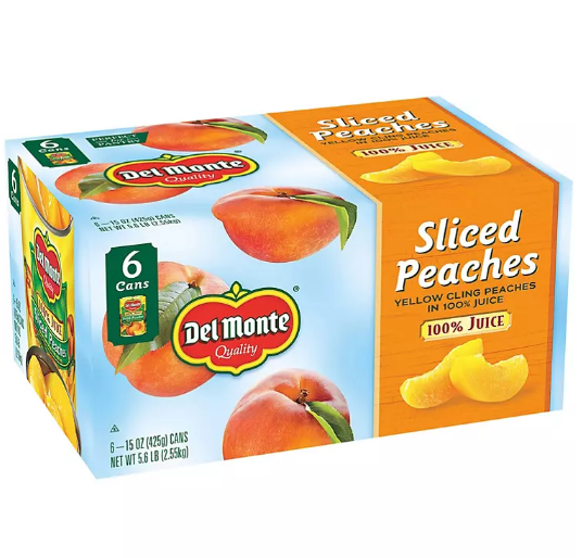 Del Monte Sliced Peaches in 100% Juice (15 oz., 6 pk.)