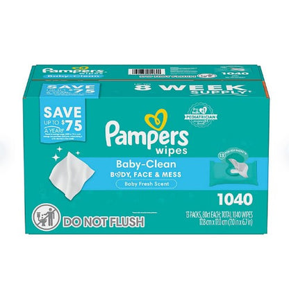 Pampers Scented Baby Wipes, Baby Fresh, 13 Pop-Top Packs (1040 ct.)