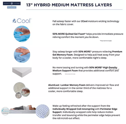 Scott Living 13" Medium Hybrid Mattress