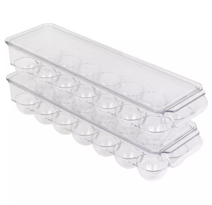 Smart Design Set of 2 Refrigerator Egg Tray with Lid 14.65" x 3.25"