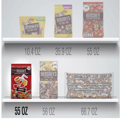 Hershey Assorted Chocolate Miniatures Candy, Individually Wrapped, Bulk Bag (55 oz., 220 pc.)