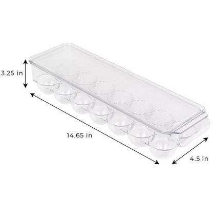 Smart Design Set of 2 Refrigerator Egg Tray with Lid 14.65" x 3.25"