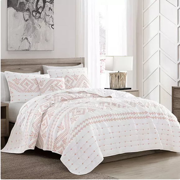 Brielle Home Cross Stitch Quilt Set (Various Sizes and Colors)