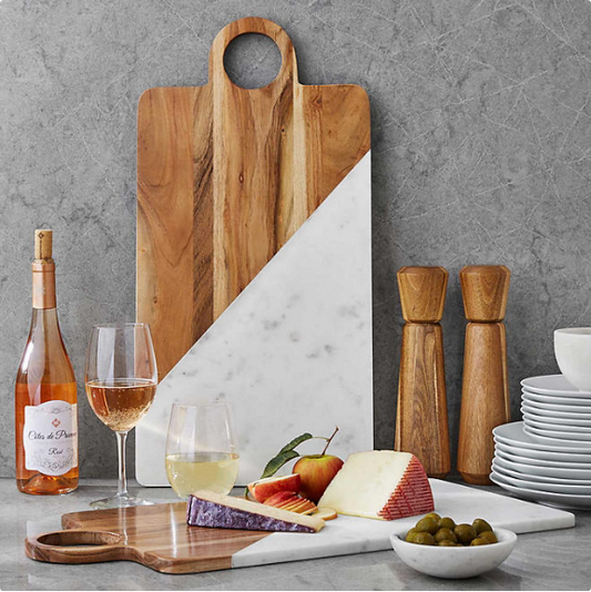 Member's Mark Rectangular Marble & Wood Serving Board