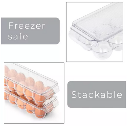 Smart Design Set of 2 Refrigerator Egg Tray with Lid 14.65" x 3.25"