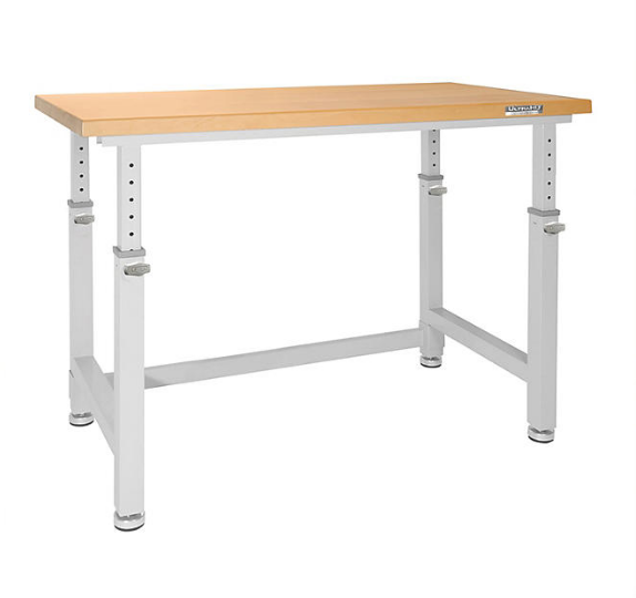 Seville Classics UltraHD® Height Adjustable Heavy Duty Workbench With Solid Wood Top, 48" x 24"