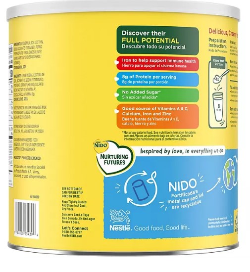 Nestle NIDO Fortificada Toddler Whole Milk Formula (4.85 lbs.)