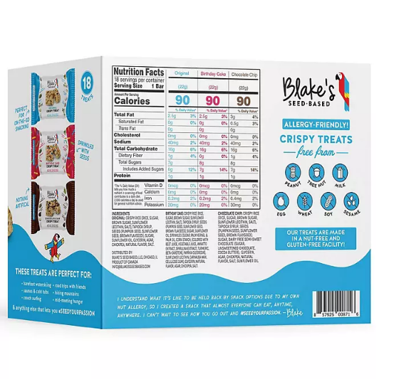 Blake's Seed Based Crispy Treats Variety Pack (0.78 oz., 18 pk.)