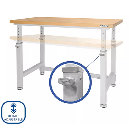 Seville Classics UltraHD® Height Adjustable Heavy Duty Workbench With Solid Wood Top, 48" x 24"