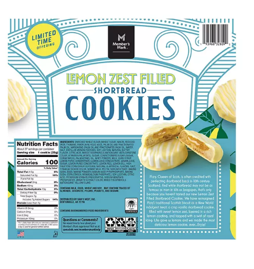 Member’s Mark Lemon Zest Filled Vanilla Shortbread Cookies (19 oz.)