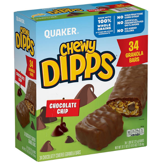 Quaker Chewy Dipps Granola Bars, Chocolate Chip (34 pk.)