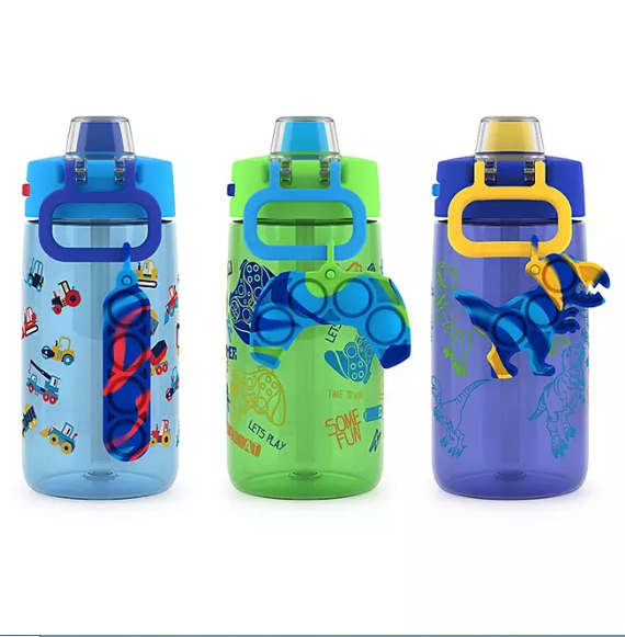 Ello Colby Pop! 14oz Tritan Kids Water Bottle with Fidget Toy, 3-Pack