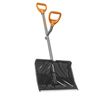 Ergie Shovel ERG-SNSH18 Steel Shaft Impact Resistant Snow Shovel, 18-Inch Shovel, 48-Inch Shaft, Push/Scoop Combination Blade