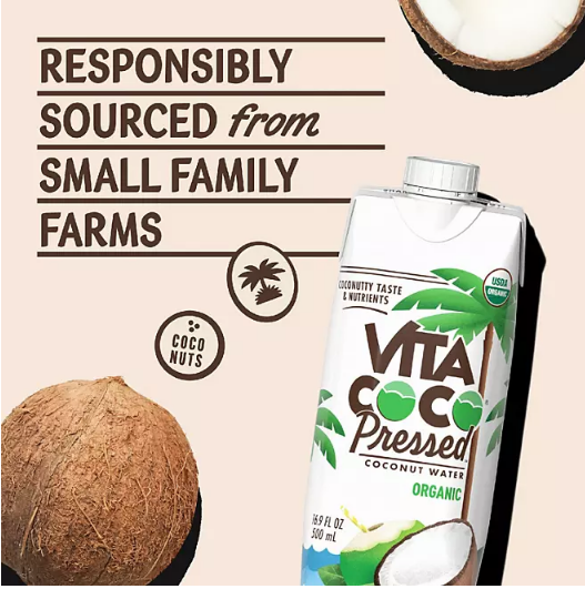 Vita Coco Organic Pressed Coconut Water Fridge Pack (16.9 fl. oz., 12 pk.)