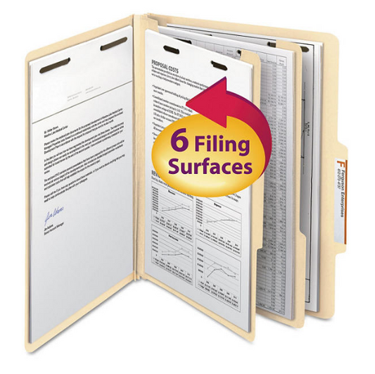 Smead 2/5 Cut Tab Six-Section Classification Folders with Divider, Manila (Letter, 10ct.)