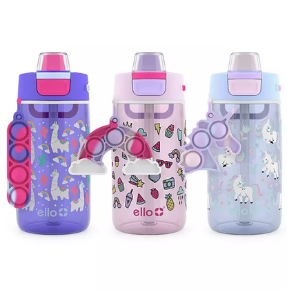 Ello Colby Pop! 14oz Tritan Kids Water Bottle with Fidget Toy, 3-Pack