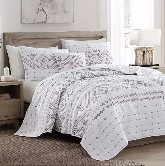 Brielle Home Cross Stitch Quilt Set (Various Sizes and Colors)