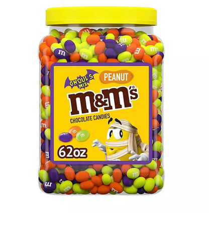 M&M'S Peanut Ghoul's Mix Bulk Chocolate Halloween Candy Resealable Jar (62 oz.)