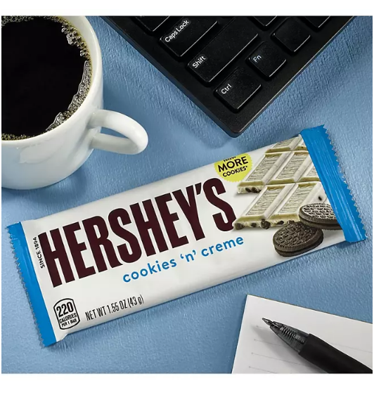 HERSHEY'S COOKIES 'N' CREME Candy, Bulk, Individually Wrapped, Bars (1.55 oz., 36 ct.)