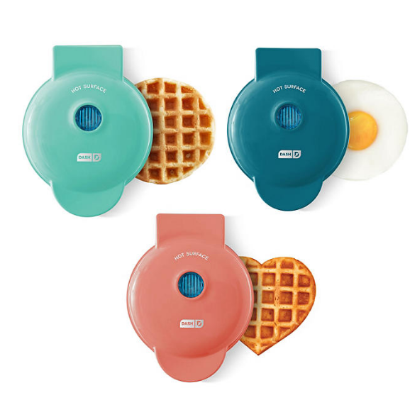 Dash Mini Maker 3-Pack Gift Set, Mini Waffle Maker + Mini Heart-Shaped Waffle Maker + Mini Maker Griddle