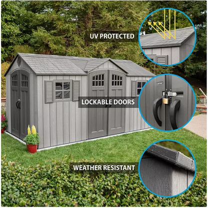 Lifetime 15' x 8' Rough Cut Outdoor Storage Shed (Dual Entry)