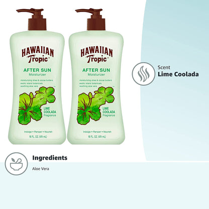 Hawaiian Tropic Lime Coolada Body Lotion and Daily Moisturizer After Sun, 16 Ounces - Pack of 2