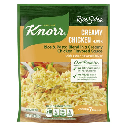 Knorr Rice Sides Creamy Chicken Long Grain Rice and Vermicelli Pasta Blend No Artificial Flavors, No Preservatives, No Added MSG 5.7 oz