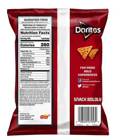 Doritos Nacho Cheese Tortilla Chips (1.75 oz., 64 ct.)