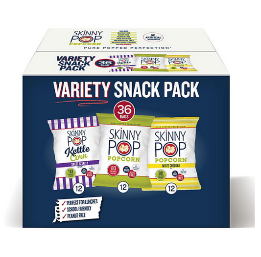 SkinnyPop Popcorn Variety Snack Pack Bags (0.5 oz., 36 ct.)