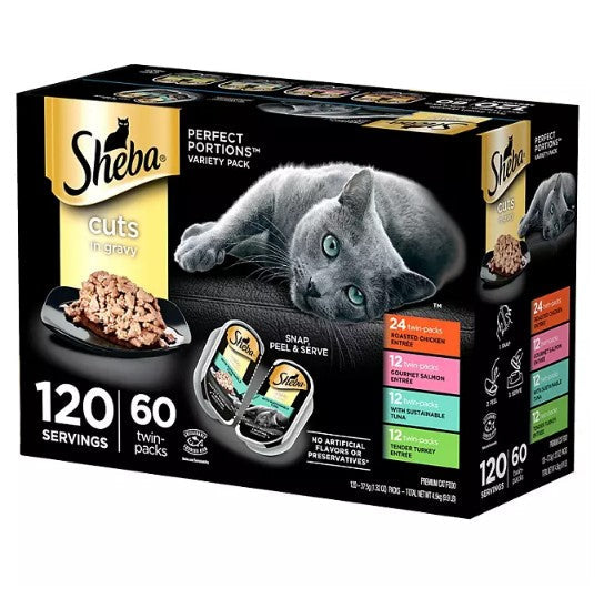 Sheba Perfect Portions Wet Cat Food Trays, Variety Pack (60 ct., 2.6 oz.)