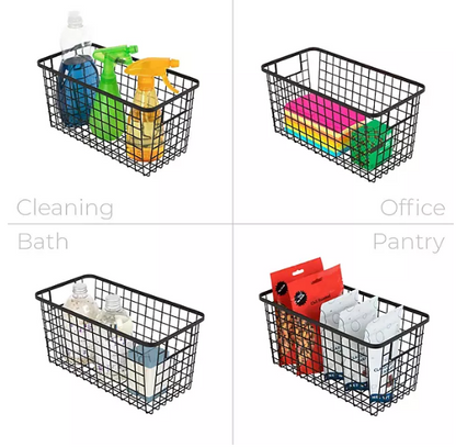 Smart Design 4 Pack Nestable Basket Organizer with Handles 9" x 12" x 6"