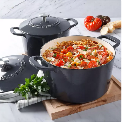 Martha Stewart 4-Quart and 7-Quart Enamel on Cast Iron Dutch Ovens, 2 Pack (Assorted Colors)