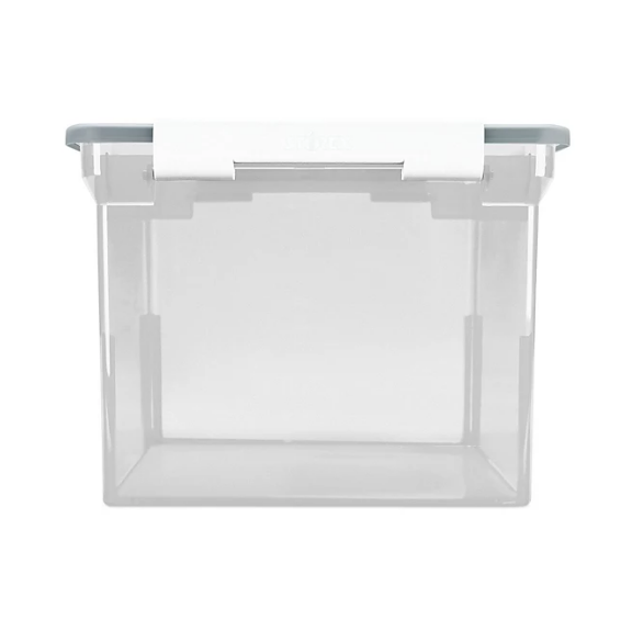 Storex Portable File Tote w/Locking Handle Storage Box, Clear (Letter/Legal)