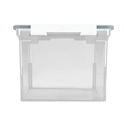 Storex Portable File Tote w/Locking Handle Storage Box, Clear (Letter/Legal)