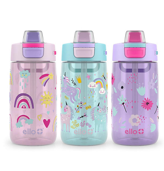 Ello Kids Colby 14-oz. Tritan Plastic Water Bottle, 3-Pack (Assorted Colors)