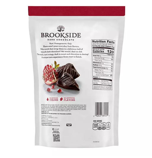 BROOKSIDE Dark Chocolate Pomegranate Flavored Chewy Center, Gluten Free, Snacking Chocolate, Bulk Resealable Bag (32 oz.)